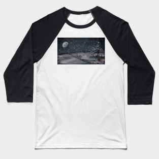 peaceful snowy night chalkboard scene Baseball T-Shirt